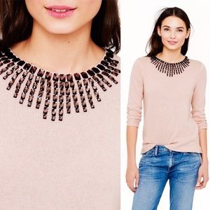 J Crew Pink Jewelled Starburst Sweater